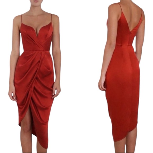 Zimmermann Dresses & Skirts - Zimmerman Sueded Silk Plunge Short Draped Dress In Red Size 2 (8US)